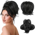 HOOJIH Messy Bun Hair Piece, Claw Clip in Straight Hair Bun 9 Inch Short Ponytail Extension with Bendable Metal Wire Hair Pieces for Women Fake Hair Bun DIY Styles - Black by HOOJIH