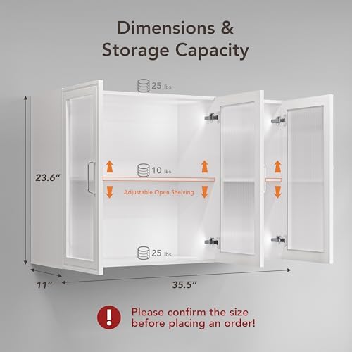 Furnaza 36" W LED Wall Storage Cabinets with Adjustable Shlelf - Image 2