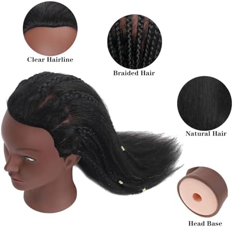 Mannequin Head 100% Human Hair Stand for Stylist Training - Image 3