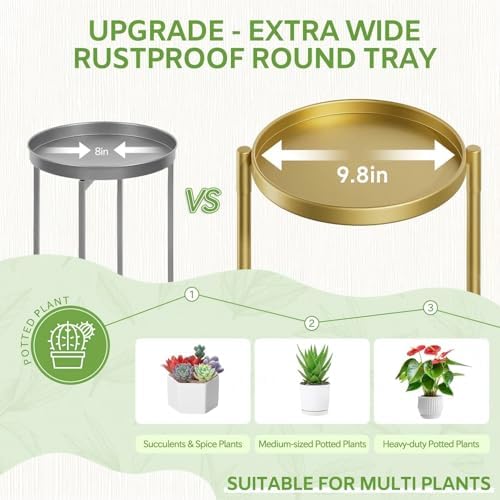 5 Tier Large Plant Stand Indoor Outdoor, 10 In Wide Tray, Gold - Image 3