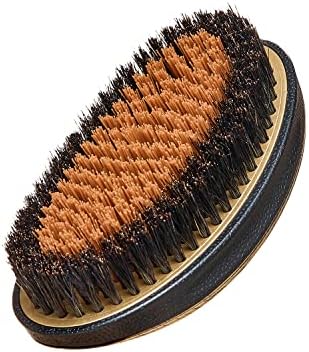 RED Premium Boar Bristles Pocket Wave Brush for Men - Medium Hard Curved Palm Brush - Image 2
