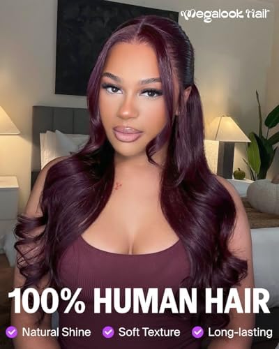 Glueless 6x5 Lace Closure 99J Burgundy Wig 30 Inch Straight - Image 2