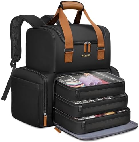 Mancro 2-Layer Hairstylist Travel Bag with 3 Separate Pouches, Black by Mancro