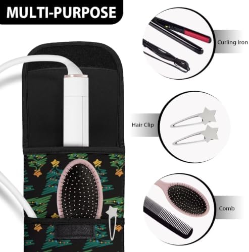 Flashideas Green Christmas Tree Flat Iron Case Heat Resistant Neoprene Curling Iron Cover Bag with Pocket Curling Iron Organizers and Storage for Flat Iron, Straightener, Curling Wand/Curling Iron - Image 7