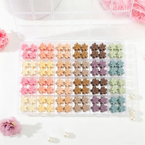 96pcs Mini Flower Hair Clips for Kids Cute Mini Claw Clips Hair Pins Colorful Small Hair Accessories for Girls Women Teens Kids Toddlers Children in Organizer Box - Image 7