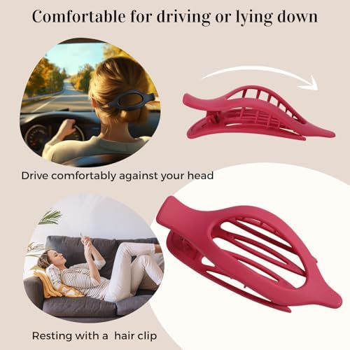 8 Pack Red Flat Hair Clips – Matte Large French Red Claw Clips for Women, Strong Hold No Slip Grip for Thick or Thin Hair, Bold & Chic Look for Date or Party Styling - Image 4