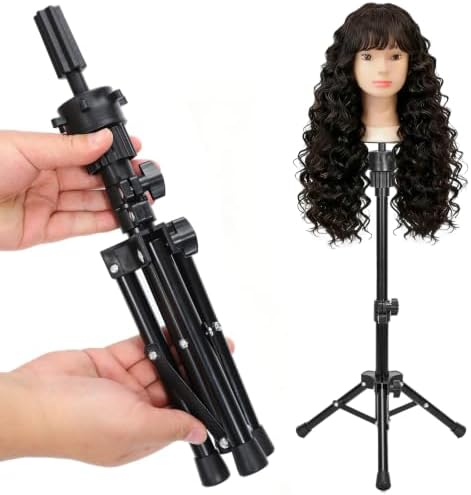 25" Mini Wig Stand Tripod, Adjustable Metal Mannequin Head Stand by Eutonys