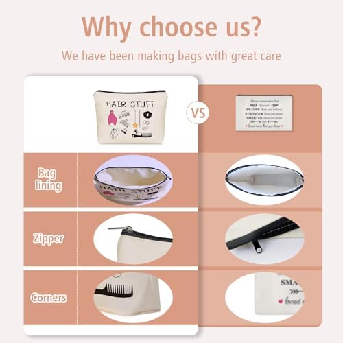 Mom Gifts Hair Stuff Makeup Bag: Hair Accessories Themed Cosmetic & Toiletry Organizer Pouch For Teen Girls & Women Hairstylist Sisters, Friends.Ideal Mom Gift For Travel, Birthdays. - Image 2