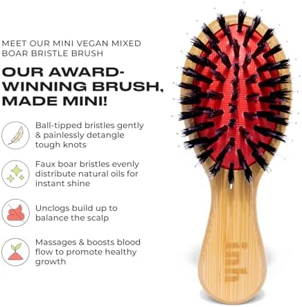 INH Mini Boar Bristle Hair Brush | Travel Size Detangling Paddle Brush - Image 2
