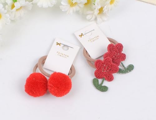 10 pairs Hair Ties With Bows 1.2 Inch Small, Ponytail Holders Pigtails Elastic Bands Hair Accessories For [Toddler] Kids [Baby] [Girl]s (Set-C) - Image 4