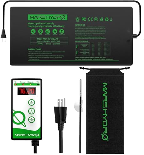 MARS HYDRO 10" x 20.75" Seedling Heat Mat with Thermostat Combo Set by MARSHYDRO