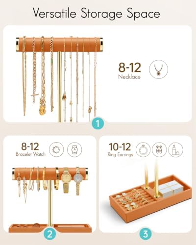 VLANDO Jewelry Organizer, 2 Tier Jewelry Bracelet Necklace Holder with Tray - Image 2