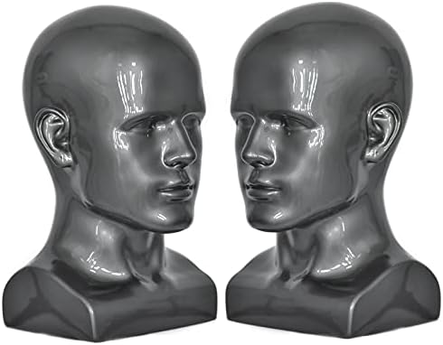 FanLin Male Mannequin Head Professional Manikin Head for Display Wigs Hats Headphone Mask Sunglasses Jewelry and Scravat Display Stand (Light grey) - Image 3