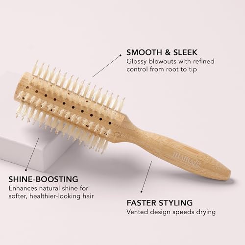 The Hair Edit Sleek Goddess Boar Bristle Bamboo Vented Round Hairbrush - Image 2
