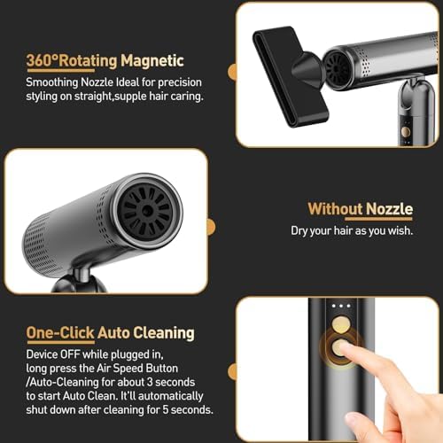 Quico Travel Hair Dryer Dual Voltage, 120000RPM BLDC Fast Drying Blow Dryer - Image 6