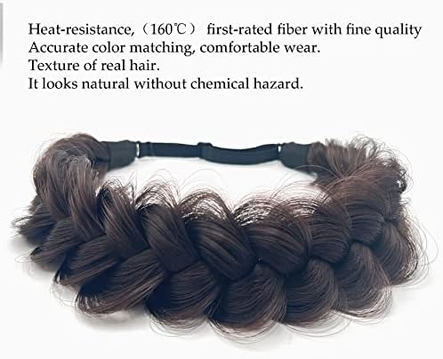 Synthetic Hair Braided Headband Classic Wide Strands Wedding Disorderly Fluffy Braids Wig Band Women Beauty Accessory - Image 2