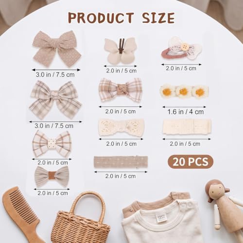 Needbrock 20 Pcs Baby Hair Clips Bow Accessories for Girls Toddlers Kids - Image 2