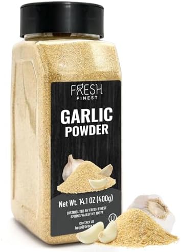 Fresh Finest Premium Garlic Powder - 14.1oz Bottle - 100% Pure, Non-GMO, Gluten-Free, Ground Garlic Spice for Cooking by FreshFinest