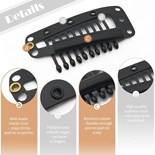 Dreamlover Hair Extension Clips, 10 Teeth, Black, 30 Pieces - Image 3