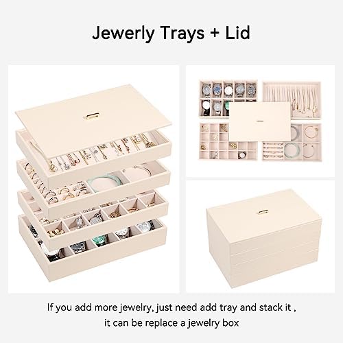 Voova Stackable Jewelry Organizer Tray with Lid (Set of 4, Apricot) - Image 3
