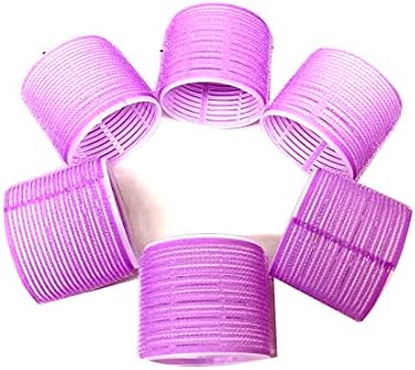 6 PC - Jumbo Self Stick Grip Curlers Plastic Hair Rollers - Great For Long Hair (Purple) - Image 2