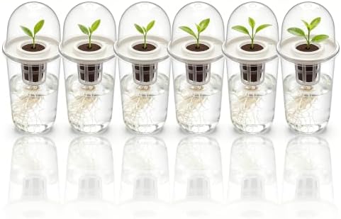 6 Pack Clear Hydroponic Nursery Pots with Humidity Dome for Seed Starting by Etmdoeve