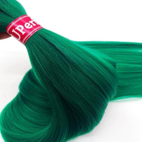 Dark Green Braiding Hair Pre Stretched Kanekalo Knotless Prestretched Braiding Hair 30 inch Colored Hair Extensions for Braiding Pre Stretched Micro Braids Itch Free Yaki Long Braiding Hair - Image 4