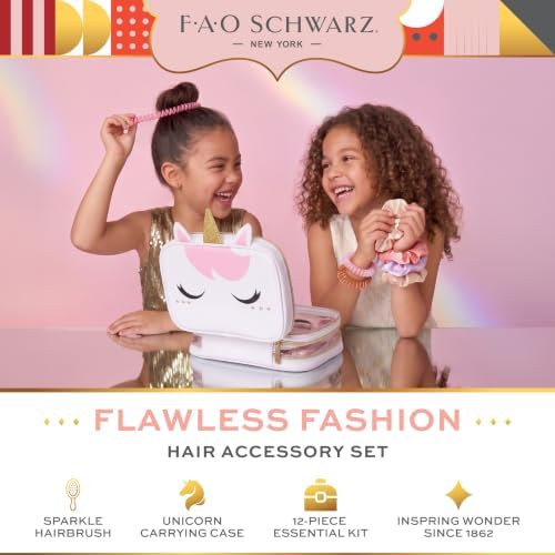 FAO Schwarz Unicorn Salon Girls Hair Accessories Set with Travel Case - Image 2