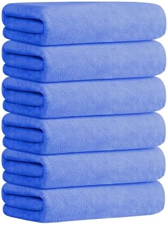 JML Microfiber Bath Towels with Hanging Loop, 30" x 60", 6 Pack by JML