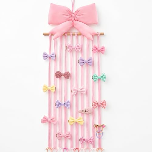 Suncalla Long Bow Holder for Girls Baby Pink Bow Hair Clip Organizer by Unknown