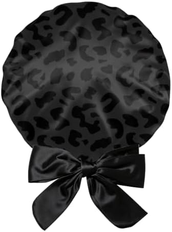 Satin Hair Bonnet Silk Bonnet for Sleeping Double Layer Elastic Tie Band Adjustable Reusable Hair Cap Cute Women Girls by BHAHB