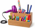 Hair Tools Organizer - Wood Tan - Blow Dryer, Straightener, Curling Wand, Brushes Holder - Vanity & Bathroom Storage - Wall Mount or Sit on Counter by Spiretro