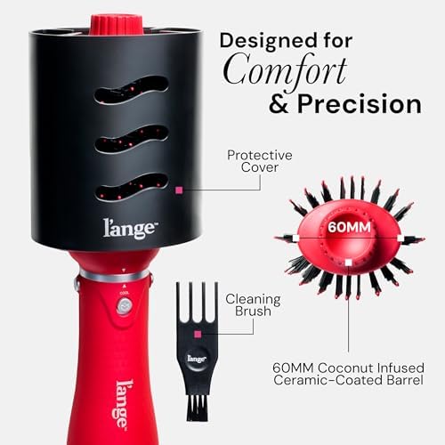 L'ANGE HAIR VolumeBoost 60mm 2-in-1 Ceramic Volumizing Brush Dryer | Fast Drying & Styling for Frizz-Free, Voluminous Blowouts | Ceramic-Coated Barrel (Red) - Image 6