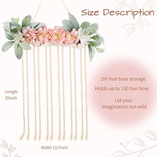 POVETIRE Bow Holder for Girls Hair Bows, Clips Hanging Organizer Baby Headband Storage Hair Accessory Display for Wall Room Baby Nursery Decors (Flower) - Image 3