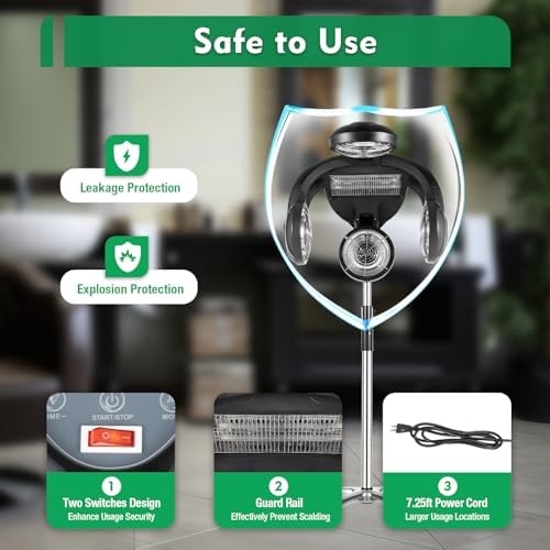 Stand up Hair Dryer, 1400W Portable Floor Standing Dryer for Home Multiple Modes Heating Circulation System Temperature Control Adjustable Height Intelligent Digital Display for Cold Perming - Image 6