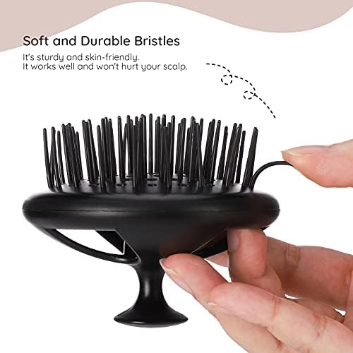 Segbeauty Shampoo Brush, 2 pcs Scalp Massage Floriated Shower Comb Long Short Teeth Set for Curly Hair, Scalp Massage Brush for Hair Growth Beard Brush Pet Grooming Wet Dry Hair Care Brushes Black - Image 4