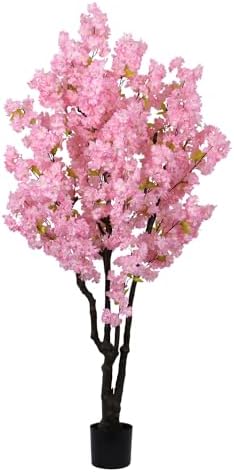 5.9ft Tall Pink Artificial Cherry Blossom Tree - Image 4