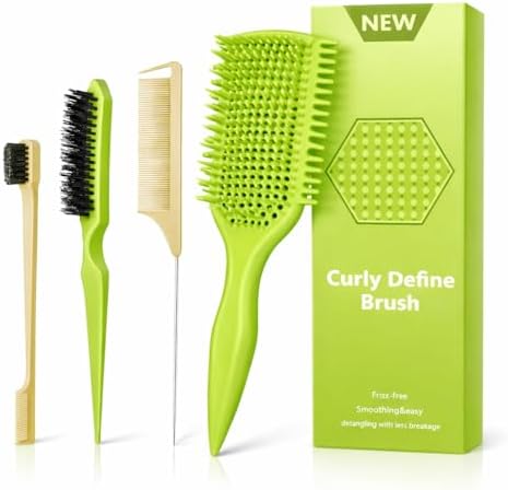 Detangler Brush for Curly Hair, Lightweight Curly Hair Brush with Vented Design for Easy Glide, Effortlessly Detangles Without Pulling or Snagging, Suitable for All Wet and Dry Hair Types (Green) by Unknown