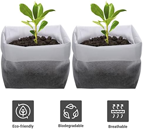 GREANER 100PCS Biodegradable Nursery Bags, 11x11.8 inches Thickened Grow Plant Bags for Vegetables, Flower Seedling Starter Containers, Indoors and Outdoors Use, Home Garden Supply - Image 4