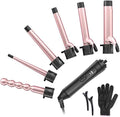 6-in-1 Curling Iron, Professional Instant Heat Up Hair Curling Wand Set with 6 Interchangeable Ceramic Barrels (0.35'' to 1.25'') and 2 Temperature Adjustments, Heat Protective Glove & 2 Clips by Duomishu