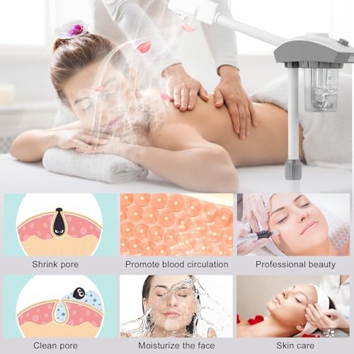 Winado Professional Facial Steamer Machine, Esthetician Steamer Humidifier Face Spa, Hot Ionic Mist Face Steamer for Home Beauty Salon, Personal Skin Care Deep Cleaning, White - Image 6