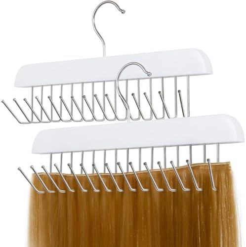 SCUNDA White Hair Extension Holder for Styling, Washing, Drying. Braiding Hair Rack for Weft, Clip in, Tape in and Halo Extensions. 2 Packs Hair Extension Hanger for Closet. by SCUNDAHOME