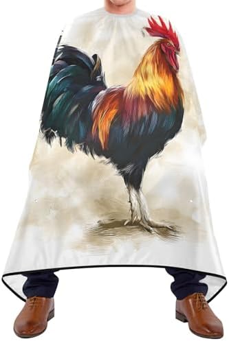 ALAZA Rooster in Vintage Style Barber Cape for Men Women, Waterproof Haircut Apron Beard Shaving Bib Hair Cutting Cloth 55 x 65 Inch - Image 2