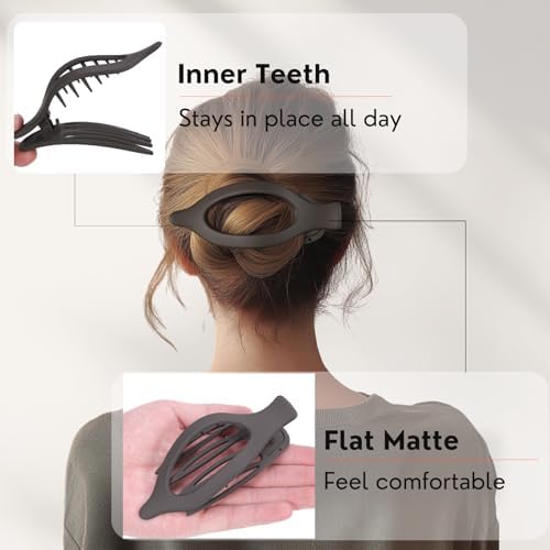 8 Pack Flat Brown Hair Clips – Neutral Matte French Brown Claw Clips for Women, Strong Hold Non-Slip Hair Barrettes for Everyday Office or Coffee Look - Image 3