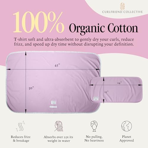 Curlfriend Collective Cotton Cloud T-Shirt Hair Towel Duo, Lilac Locks - Image 3