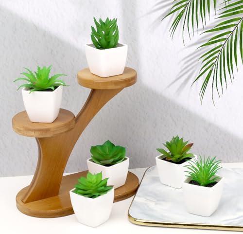Gresorth 6 Pcs Small Artificial Succulents Fake Plant Potted Decoration - Image 5