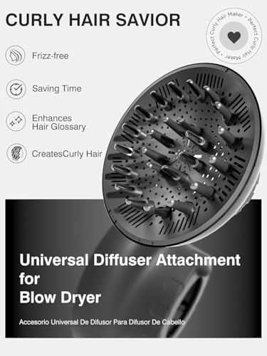 meborll Hair Diffuser, Diffuser Attachment for Hair Dryer, Hair Diffuser for Curly Hair, Universal Diffuser for 1.5-2.4" Hair Blow Dryer Long Thick Curly Wavy Hair, Hair Attchment for Women, Black - Image 3