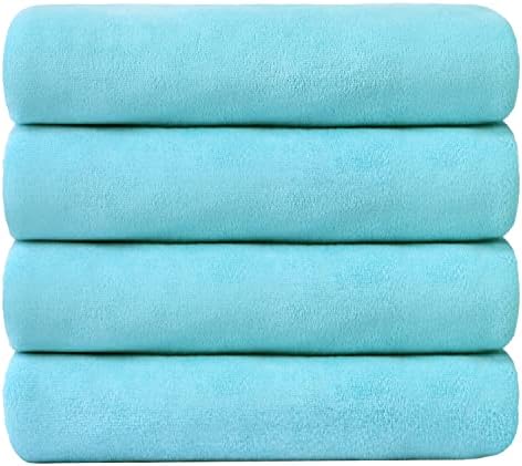 JML Microfiber Bath Towels, 4 Pack, 30" x 60", Aquamarine - Image 2