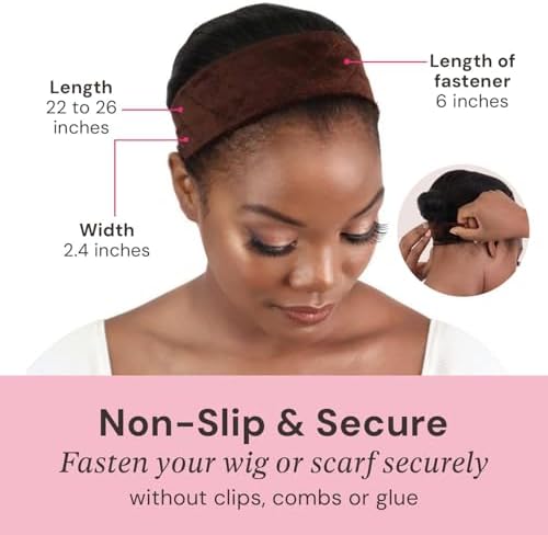 MILANO COLLECTION WiGrip, The Original Comfort Non Slip Wig Grip Band, Adjustable Wig Band for Glueless Support, Tension-Free, One Size Fits All, Chocolate Brown, 3 Pack - Image 4