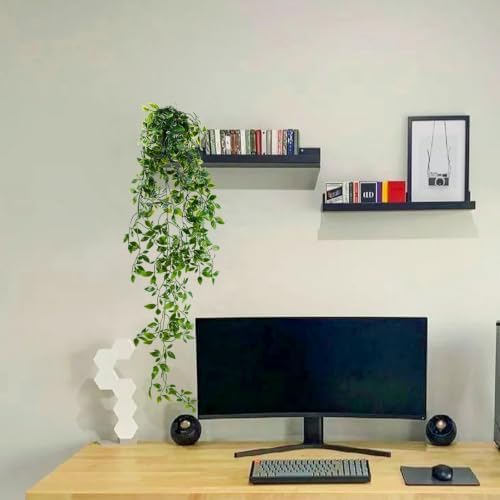 LOYWREE 2 Pack Artificial Hanging Mandala Plant with Pot Faux Plants Indoor Fake Small Potted Plant 28.7-in Long Faux Vine Shelf Decor Ideal for Indoor Outdoor Home Office Decoration (Black Pot) - Image 7